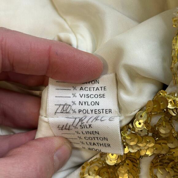 Neiman Marcus Liancarlo VTG sequin silk blend  short sleeve long gown size 6 - Picture 9 of 16